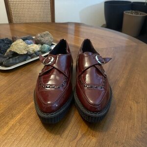 TUKskin™ Monk Buckle Creeper in maroon size 9